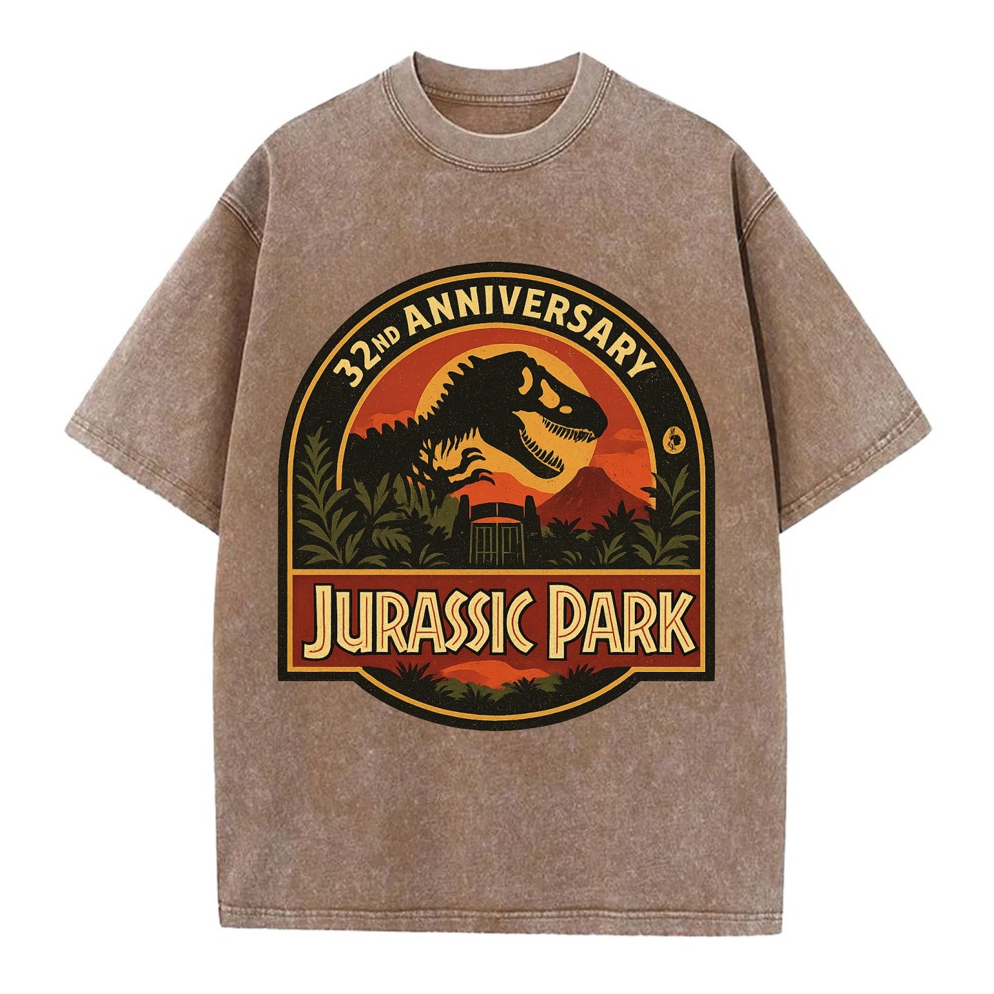 Jurassic Park 32nd Anniversary - Vintage T-shirt - Brown