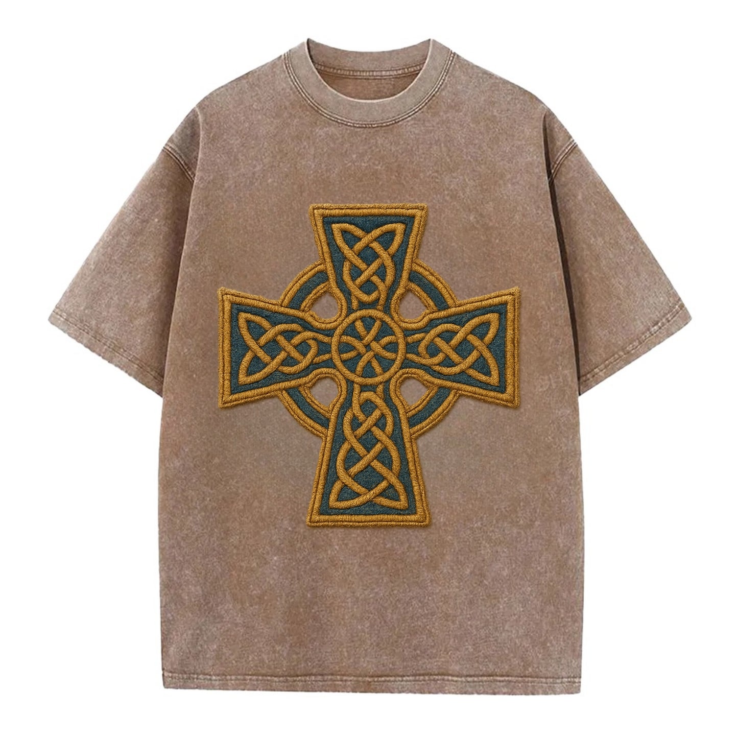 Book Of Kells Cross - Vintage T-shirt - Brown