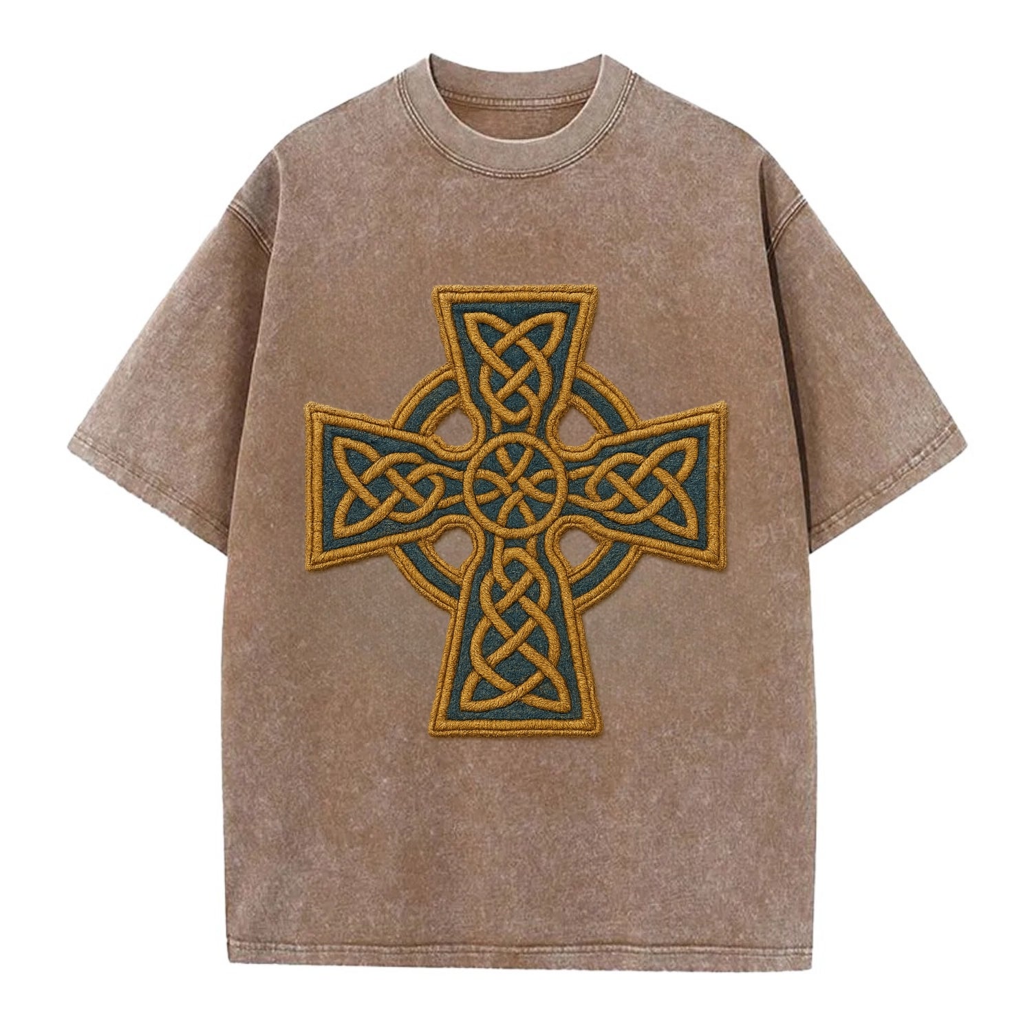 Book Of Kells Cross - Vintage T-shirt - Brown
