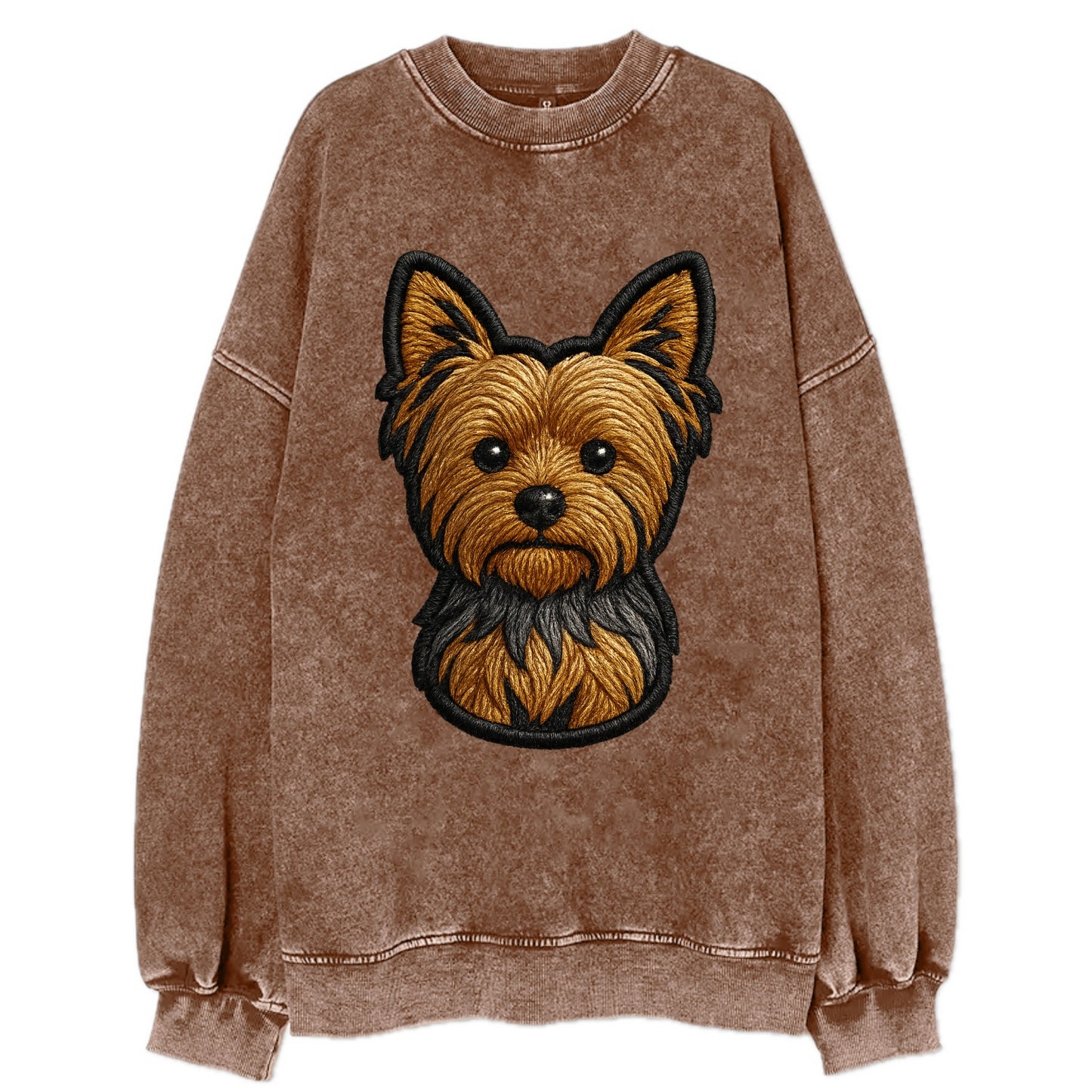 Yorkshire Terrier - Modern tiny dog logo - Vintage Sweatshirt - Brown