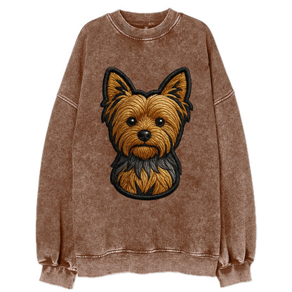 Yorkshire Terrier - Modern tiny dog logo - Vintage Sweatshirt - Brown