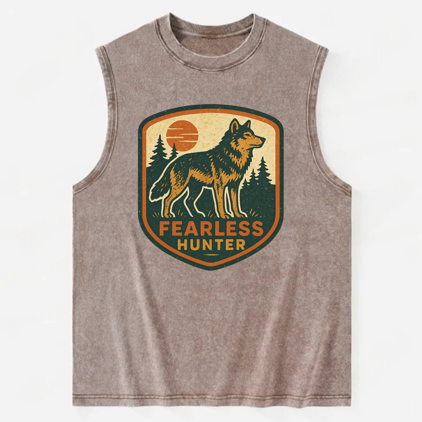 Fearless Hunter  - Vintage Washed Tank - Brown
