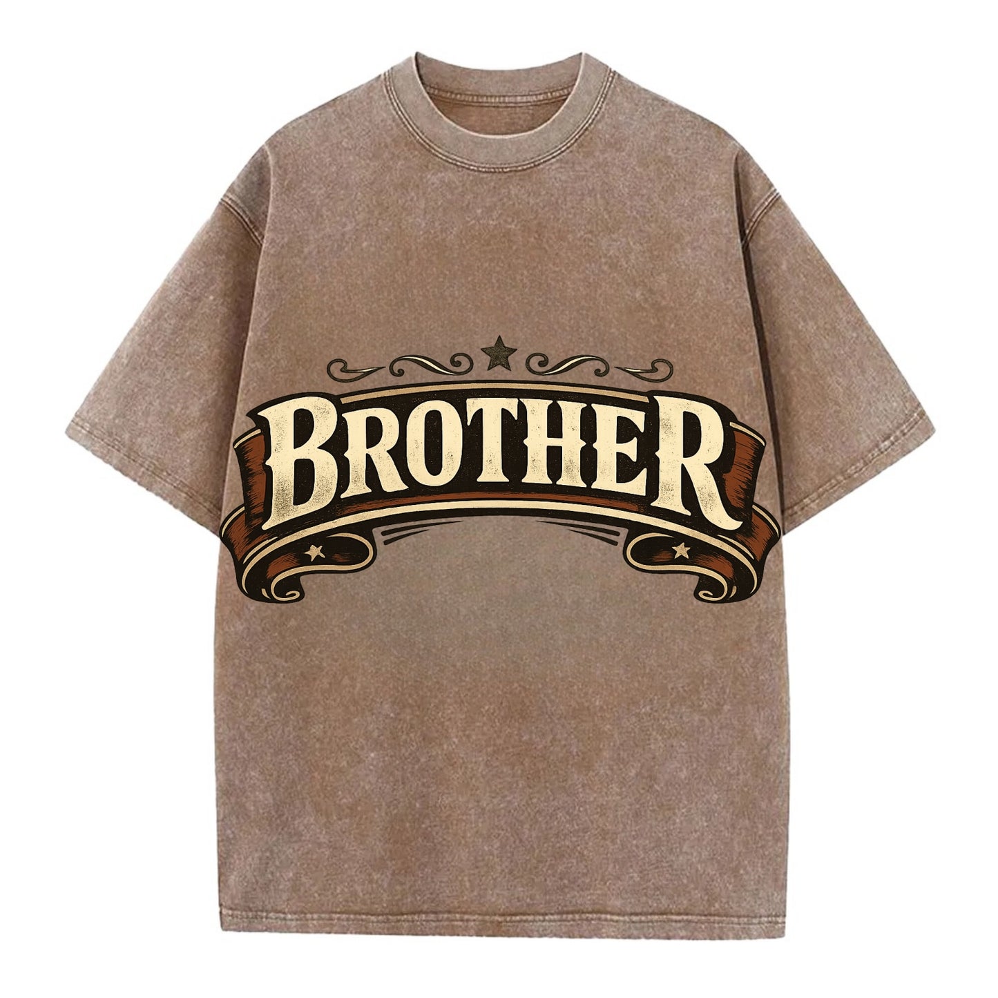 Bold typography design - "BROTHER" - male bond, brotherhood - Vintage T-shirt - Brown