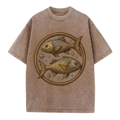 Pisces Fish  - Vintage T-shirt - Brown