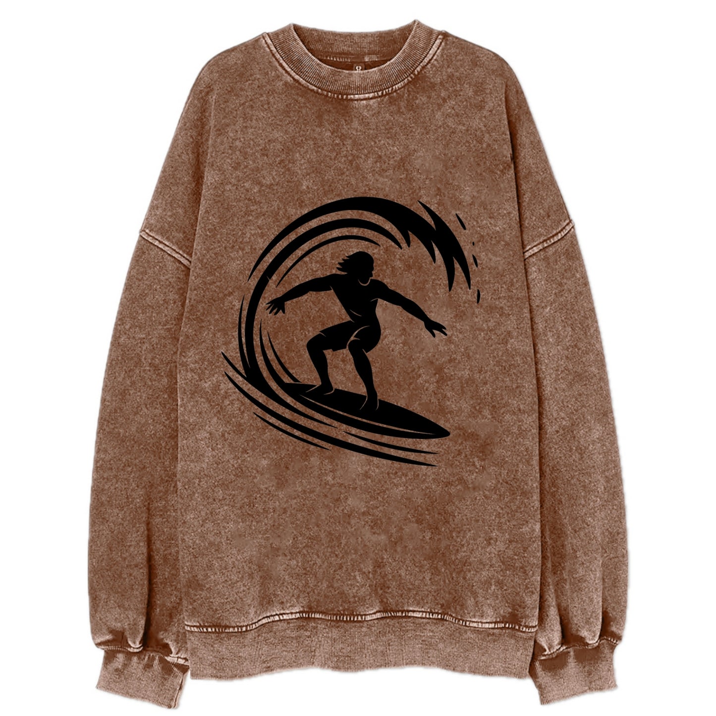 Hawaiian surfer riding big wave - Vintage Sweatshirt - Brown
