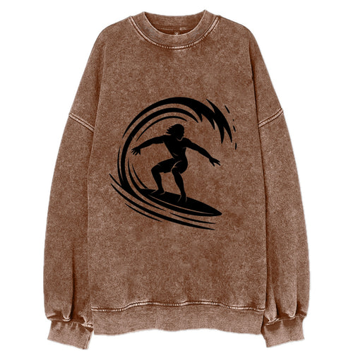 Hawaiian surfer riding big wave - Vintage Sweatshirt