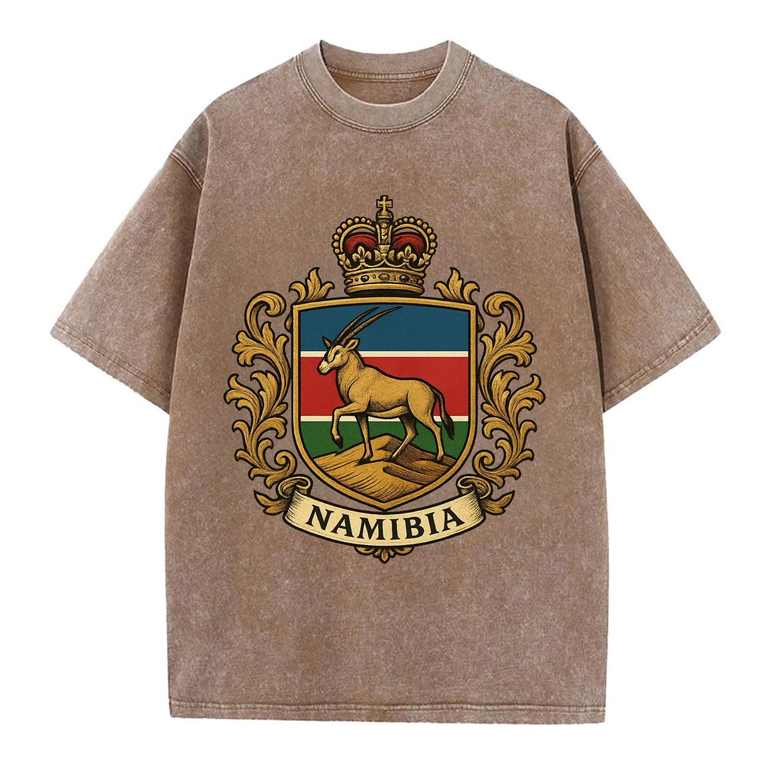 Namibia Heritage Badge  - Vintage T-shirt - Brown