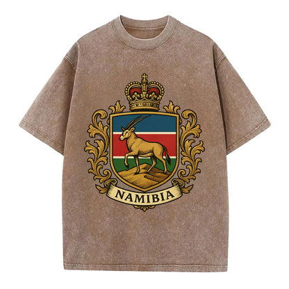 Namibia Heritage Badge  - Vintage T-shirt - Brown