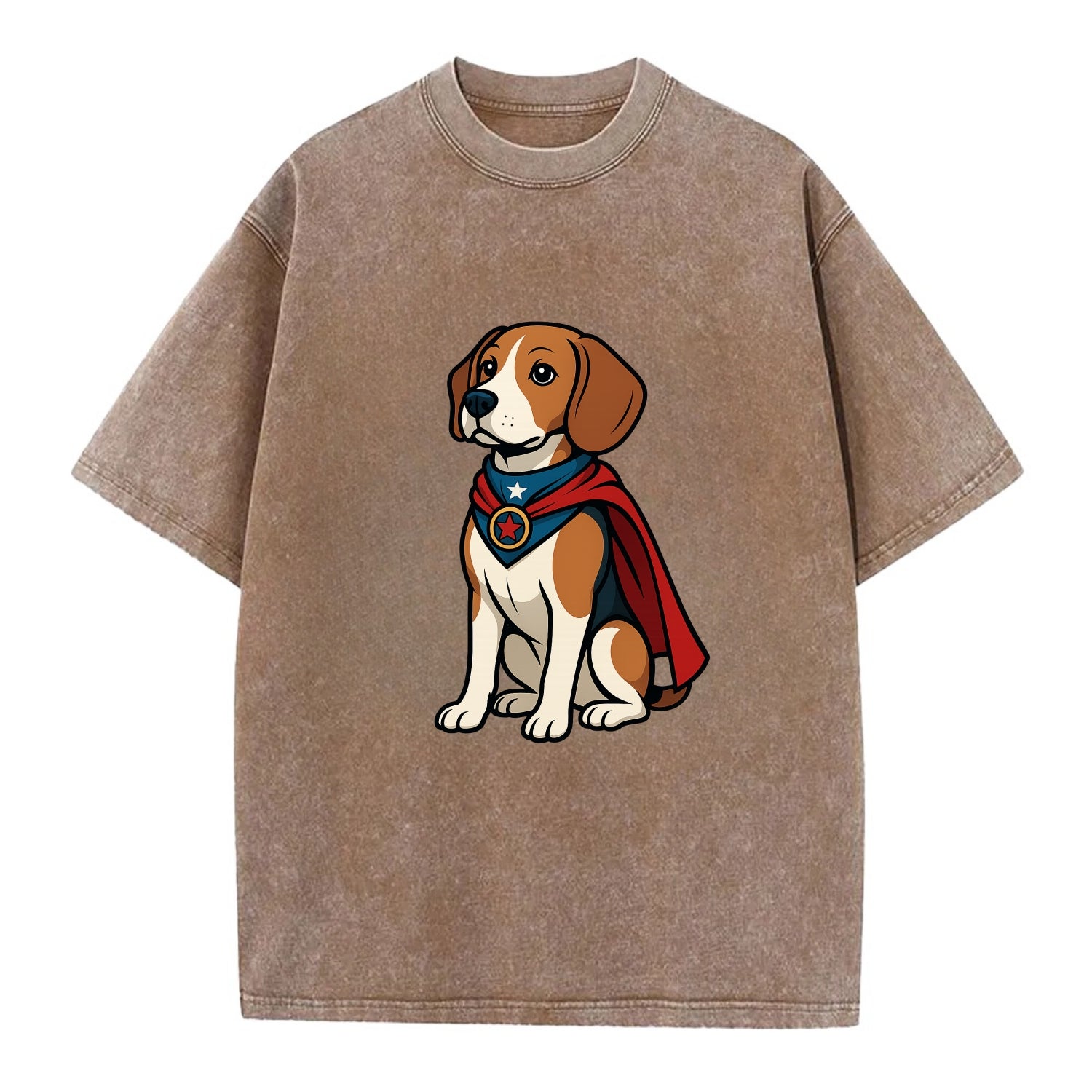 Beagle Patriotic Hero  - Vintage T-shirt - Brown