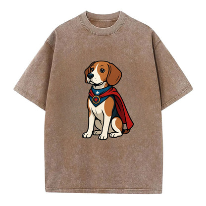 Beagle Patriotic Hero  - Vintage T-shirt - Brown