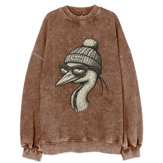 Toledo Great Blue Heron wearing Toledo b - Vintage Sweatshirt - Brown