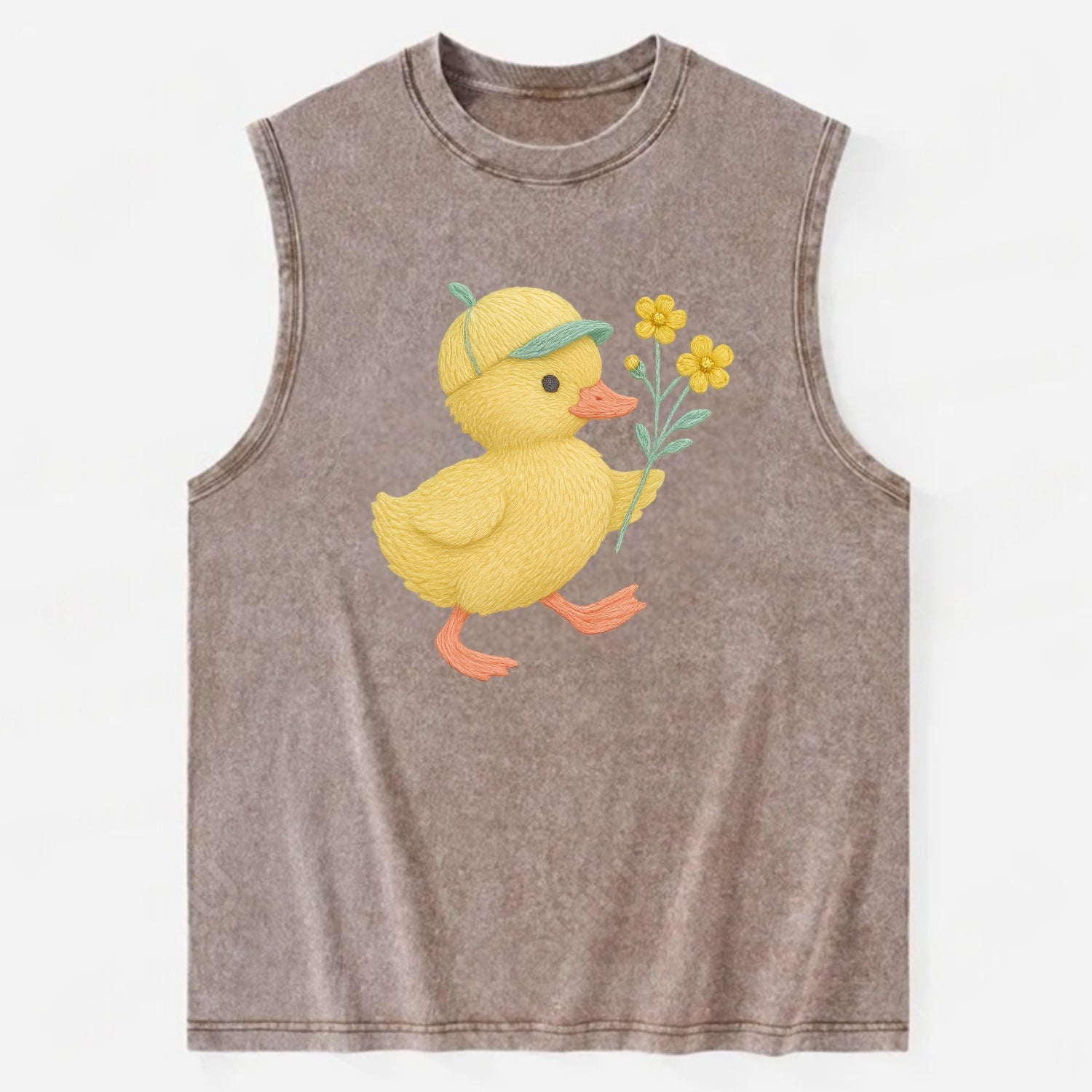 Yellow Duckling - Vintage Washed Tank - Brown