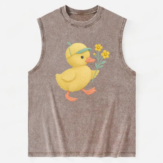 Yellow Duckling - Vintage Washed Tank - Brown