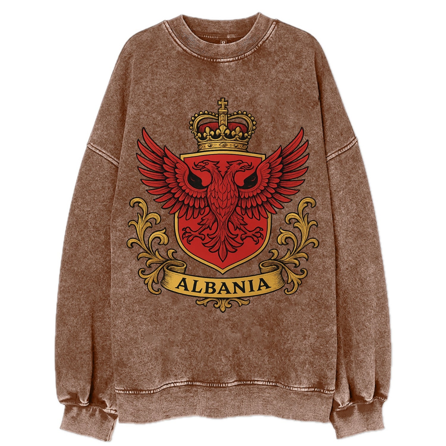 Albania Heritage Badge  - Vintage Sweatshirt - Brown