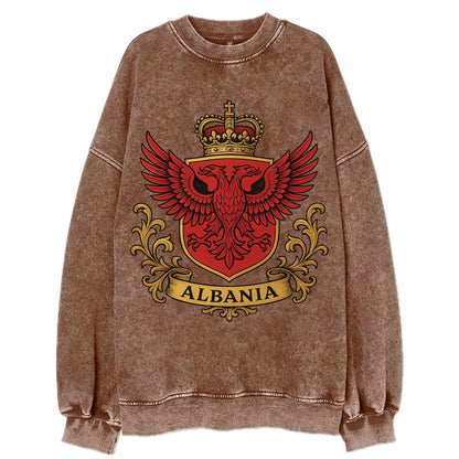 Albania Heritage Badge  - Vintage Sweatshirt - Brown
