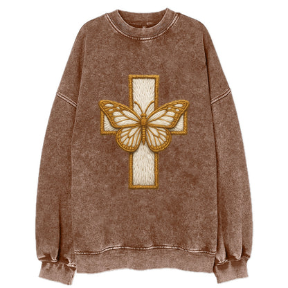 Resurrection Cross  - Vintage Sweatshirt - Brown