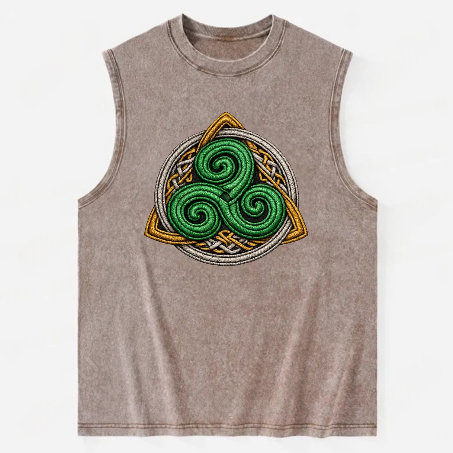 Spiral Knot Triskele - Vintage Washed Tank - Brown