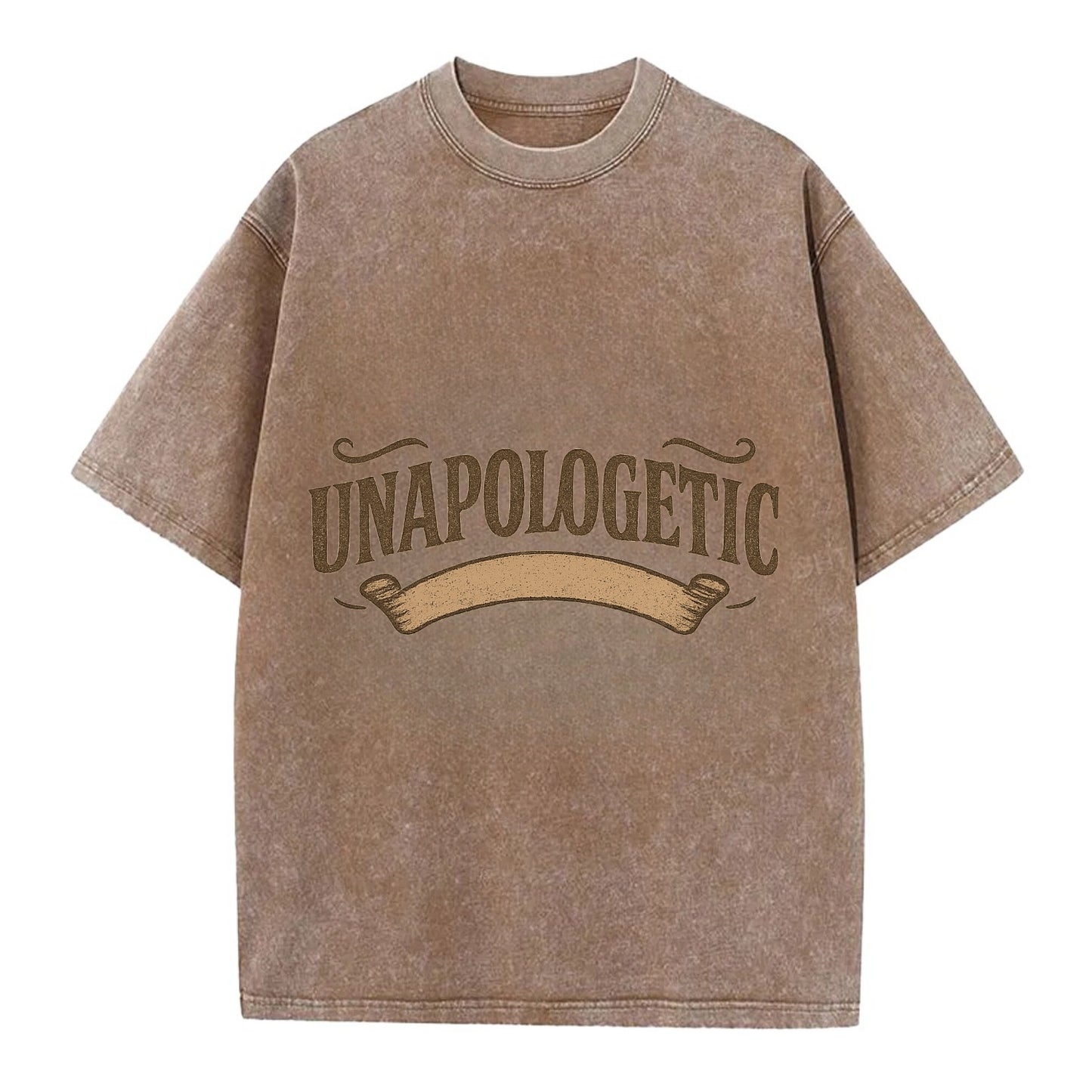 Bold typography design - "UNAPOLOGETIC" - no regrets, owning it - Vintage T-shirt - Brown