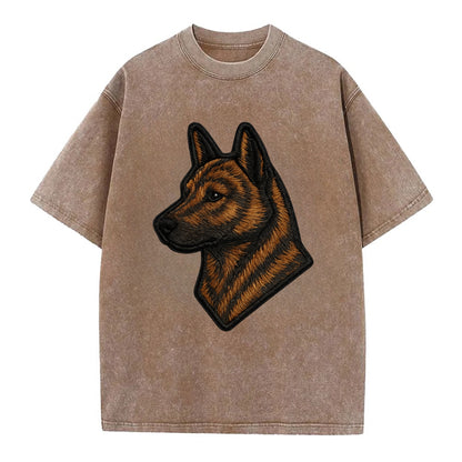 Kai Ken - Modern tiger dog logo with bol - Vintage T-shirt - Brown