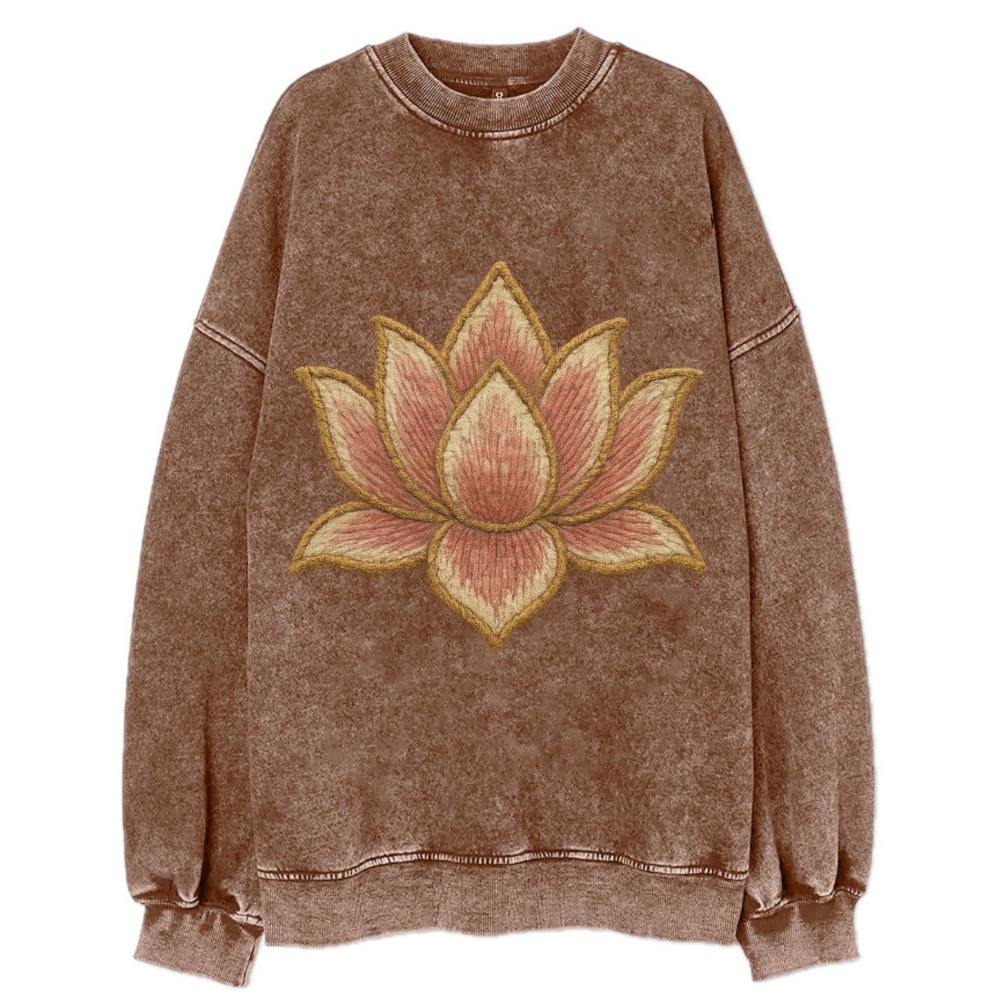 Lotus Flower - Vintage Sweatshirt - Brown