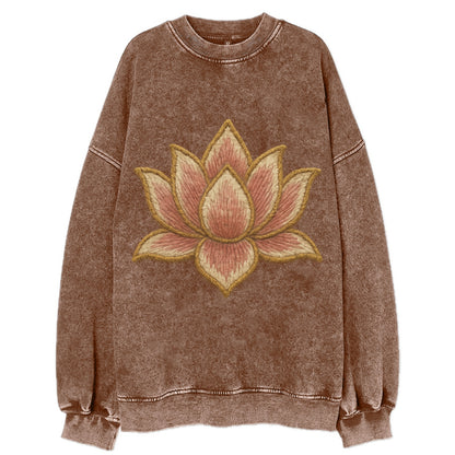 Lotus Flower - Vintage Sweatshirt - Brown