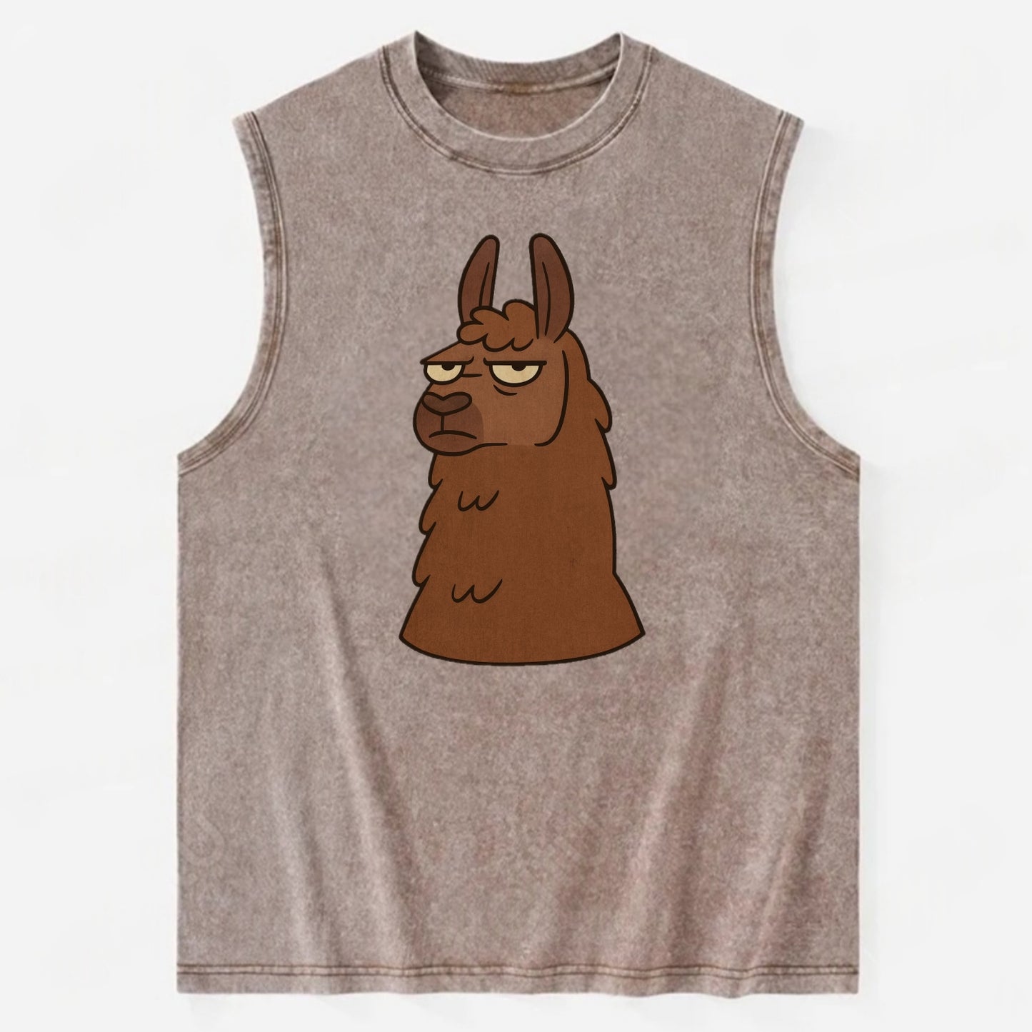 The Llama Judging Silently - Vintage Washed Tank - Brown