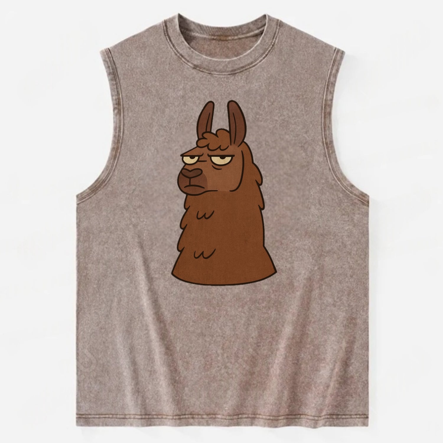 The Llama Judging Silently - Vintage Washed Tank - Brown