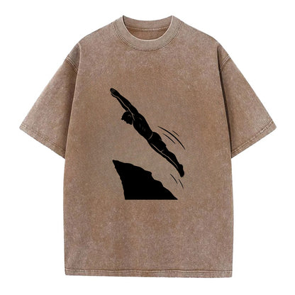 Cliff diver perfect form - Vintage T-shirt - Brown
