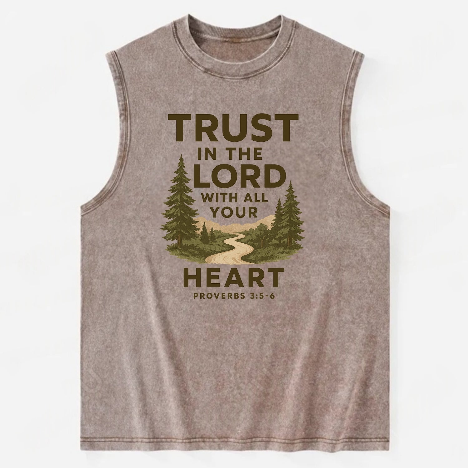 Proverbs 3:5-6 Path - Vintage Washed Tank - Brown