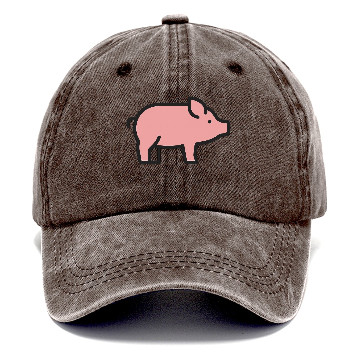 Pig - Pink farm pig flat side profile - Classic Cap - Brown