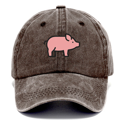 Pig - Pink farm pig flat side profile - Classic Cap - Brown