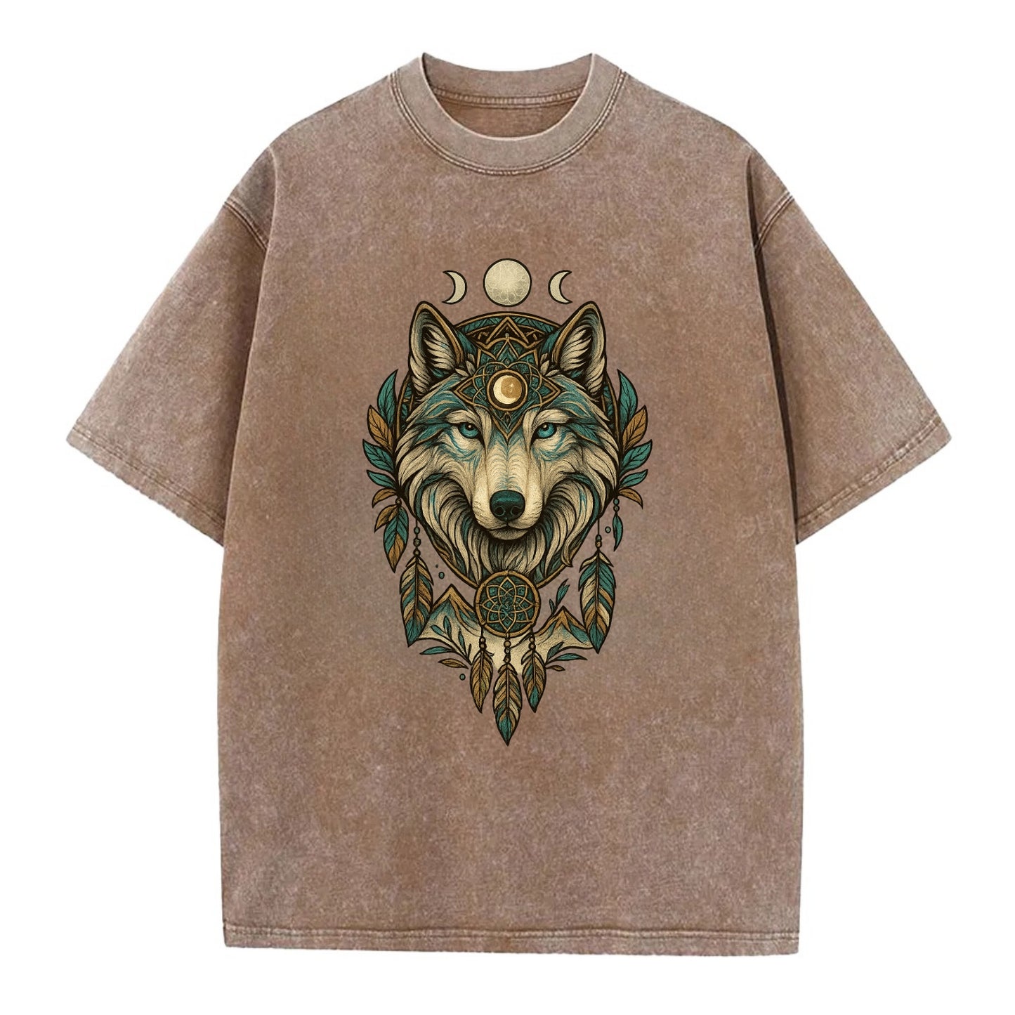 Pearl Wolf Shimmer  - Vintage T-shirt - Brown