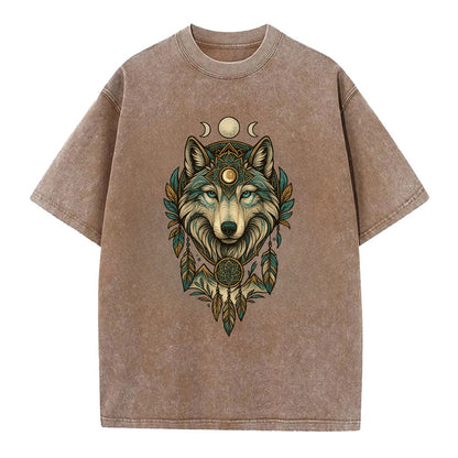 Pearl Wolf Shimmer  - Vintage T-shirt - Brown