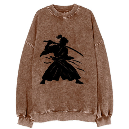 Japanese samurai sword draw - Vintage Sweatshirt - Brown