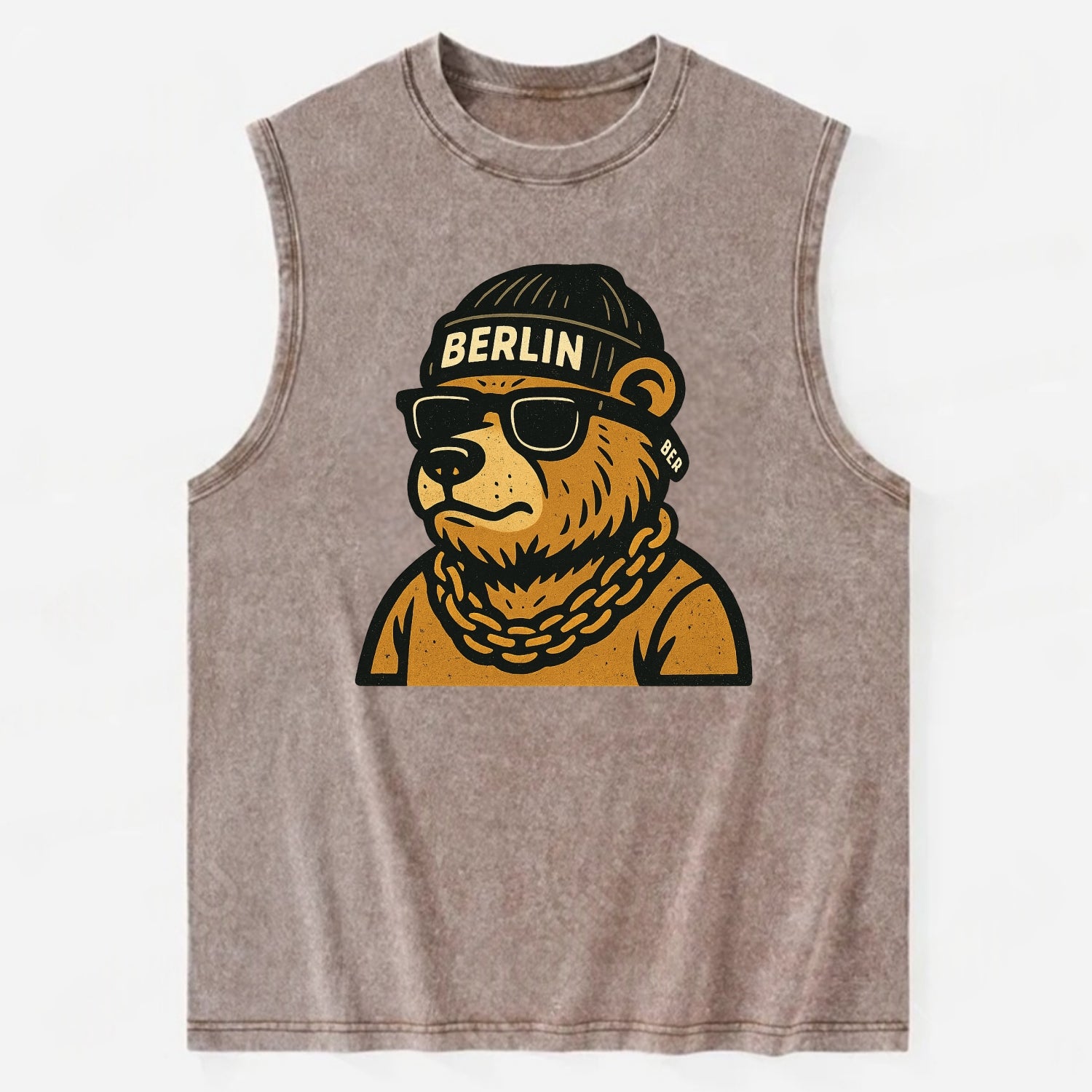 Berlin Bear - Vintage Washed Tank - Brown