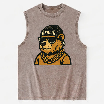 Berlin Bear - Vintage Washed Tank - Brown