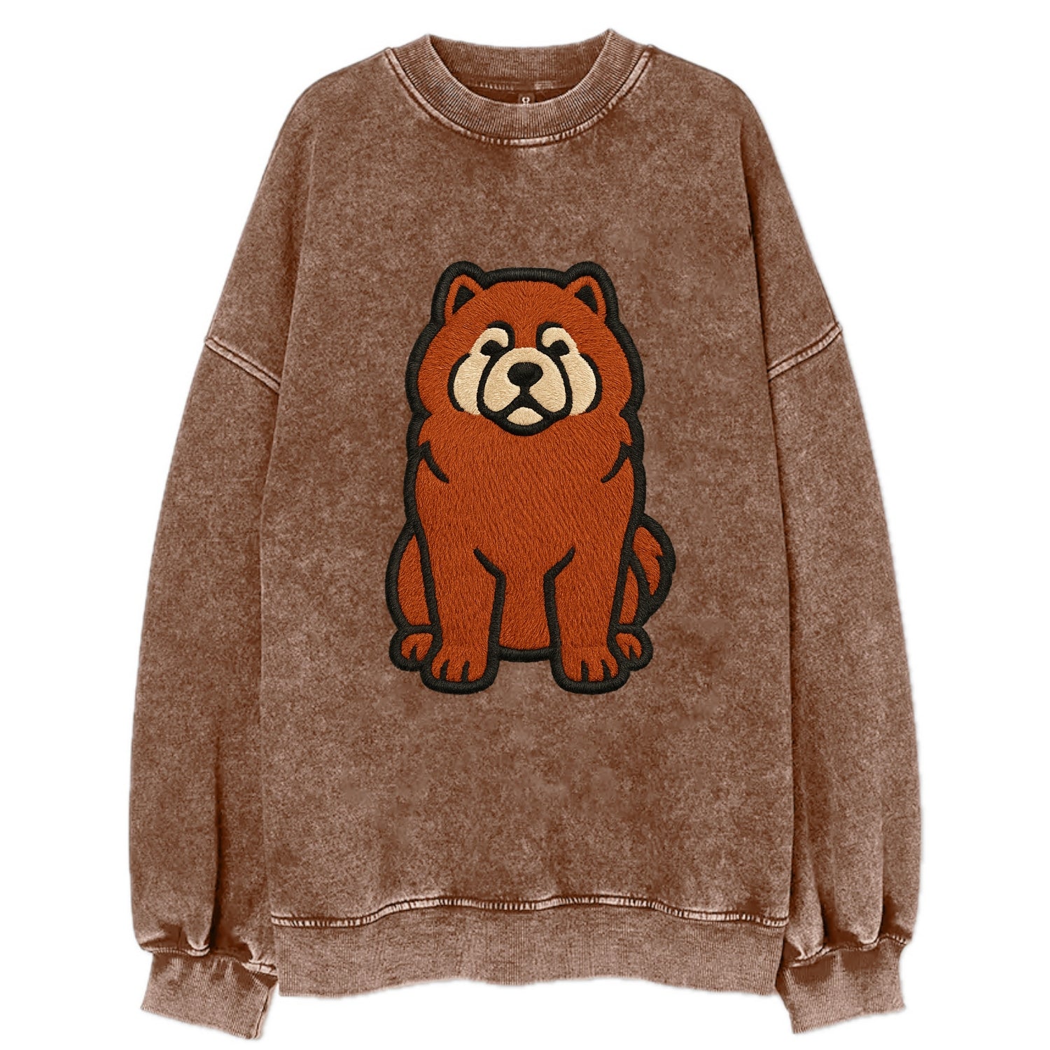 Chow Chow - Red fluffy sitting pose - Vi Vintage Sweatshirt - Brown