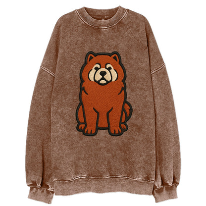 Chow Chow - Red fluffy sitting pose - Vi Vintage Sweatshirt - Brown