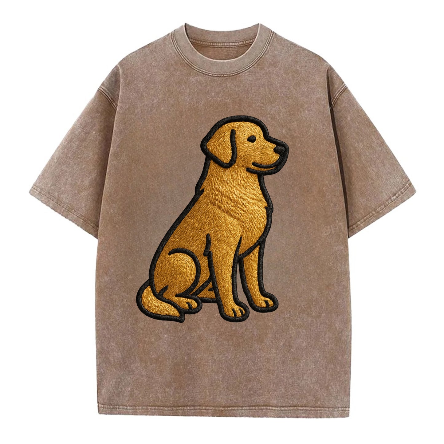 Golden Retriever - Contemporary geometri - Vintage T-shirt - Brown