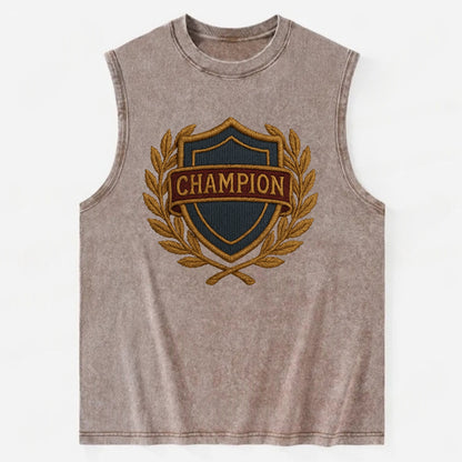 Champion Shield  - Vintage Washed Tank - Brown