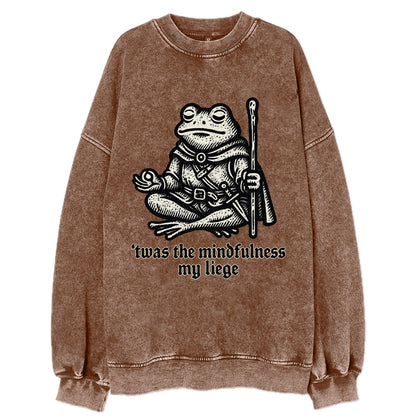 Mindfulness Meditation Frog  - Vintage Sweatshirt - Brown