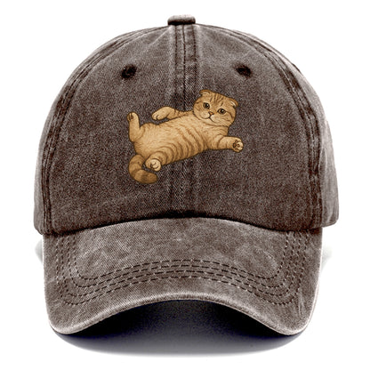 Scottish Fold  fully relaxed sprawled ou Classic Cap - Brown