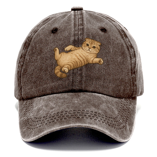 Scottish Fold  fully relaxed sprawled ou Classic Cap - Brown