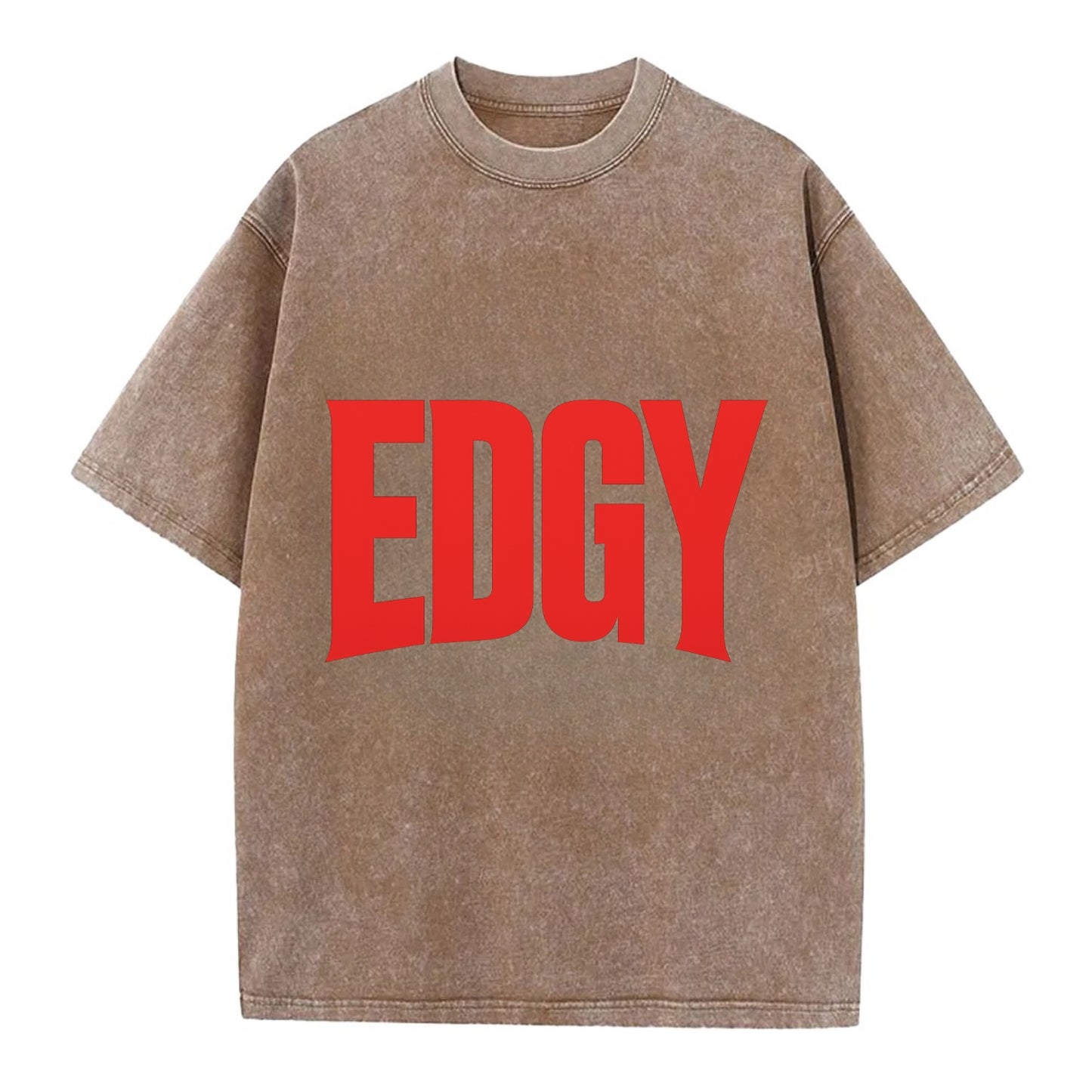 Bold typography design - "EDGY" - pushing boundaries, unconventional - Vintage T-shirt - Brown