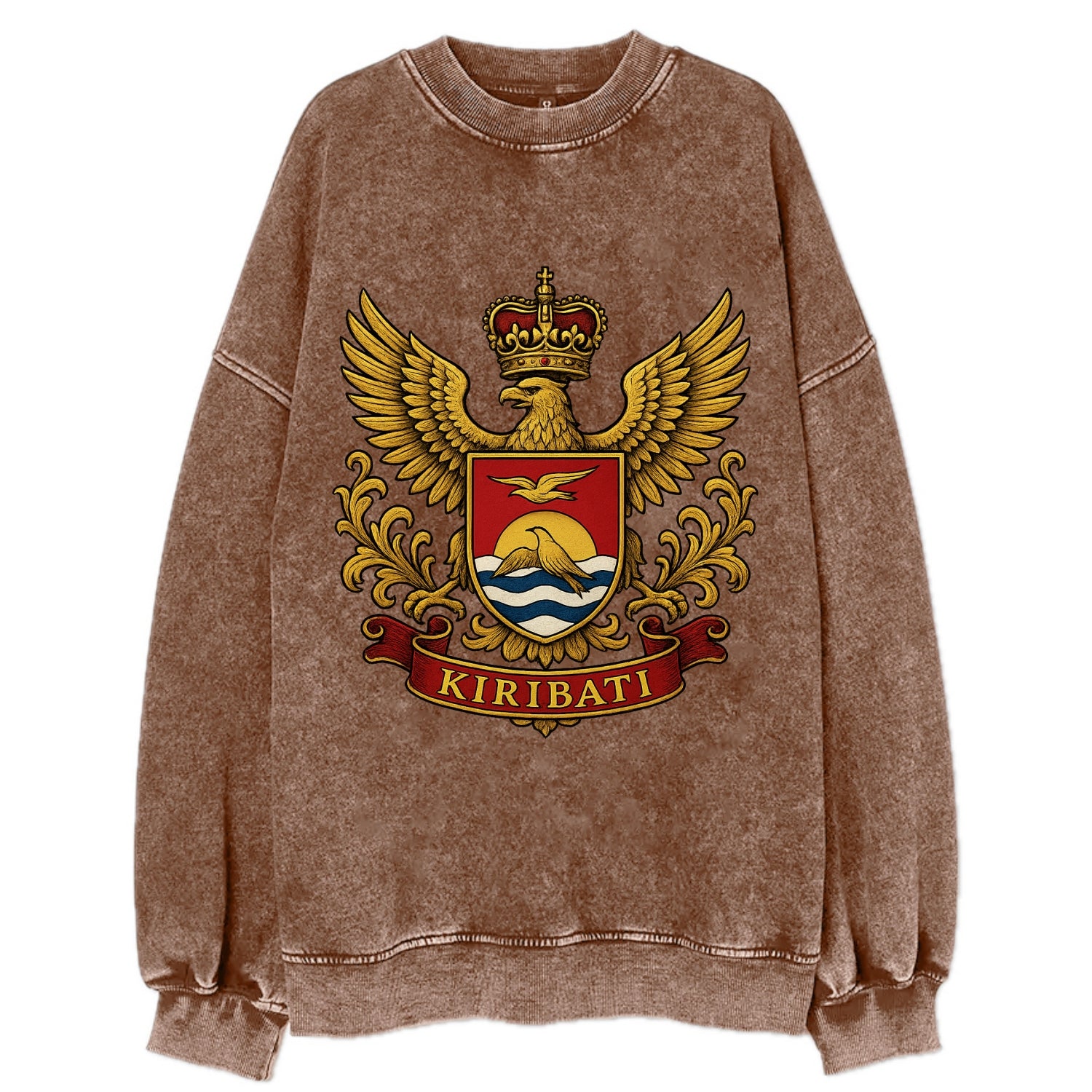 Kiribati Heritage Badge  - Vintage Sweatshirt - Brown