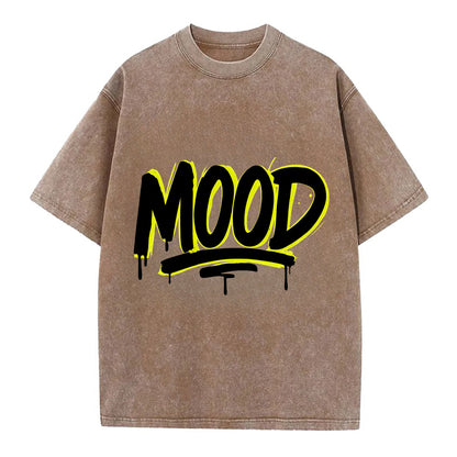 Bold typography design - "MOOD" - current state, feeling it - Vintage T-shirt - Brown