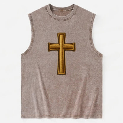 Latin Cross - Vintage Washed Tank - Brown