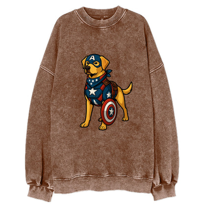Labrador Captain America  - Vintage Sweatshirt - Brown