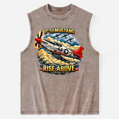P 51 Mustang Rise Above - Vintage Washed Tank - Brown