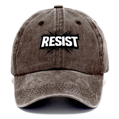 Bold typography design - "RESIST" - fighting back, standing against - Classic Cap - Brown